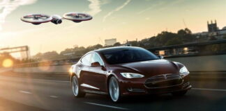 tesla and drone