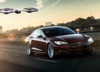 tesla and drone