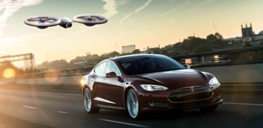 tesla and drone