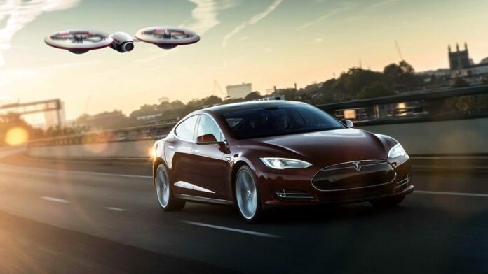 tesla and drone