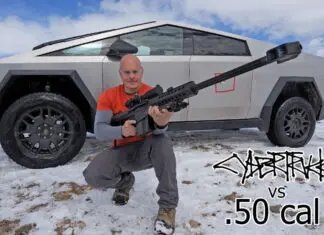 Tesla Cybertrack vs 50-cal-barrett