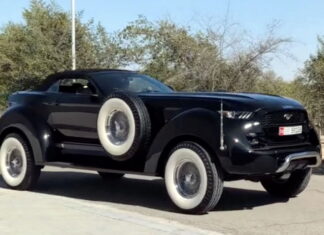 Mustang merged with a Dodge Ram pickup truck